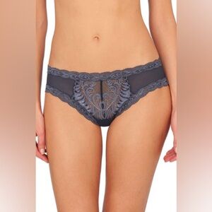 Natori Womens XL Ash Navy Feathers Hipster Lace Stretch Mesh Panties NWT